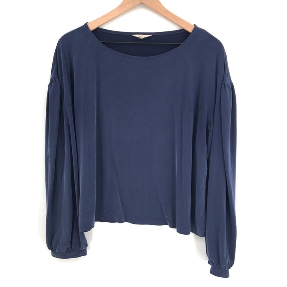 Madewell Tops - Madewell Cropped balloon sleeve modal Top navy Blue peasant prairie L womens